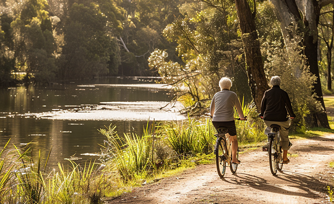 Cycling through the park