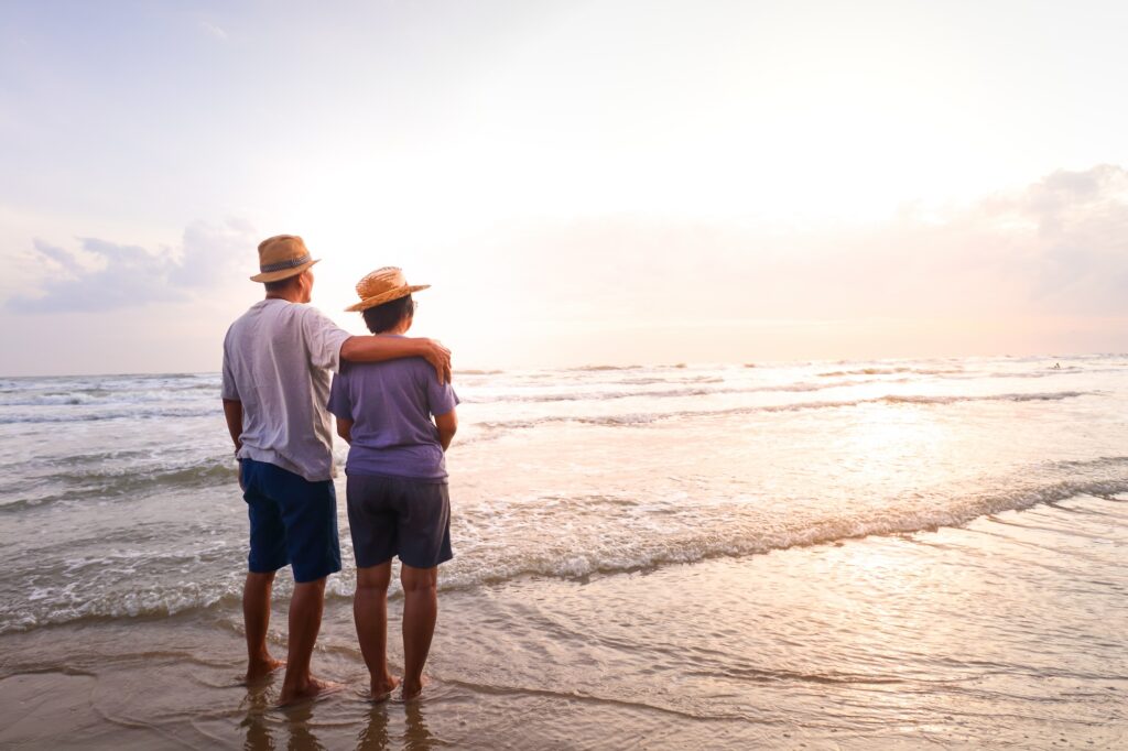 Couple enjoying the views of the beach together