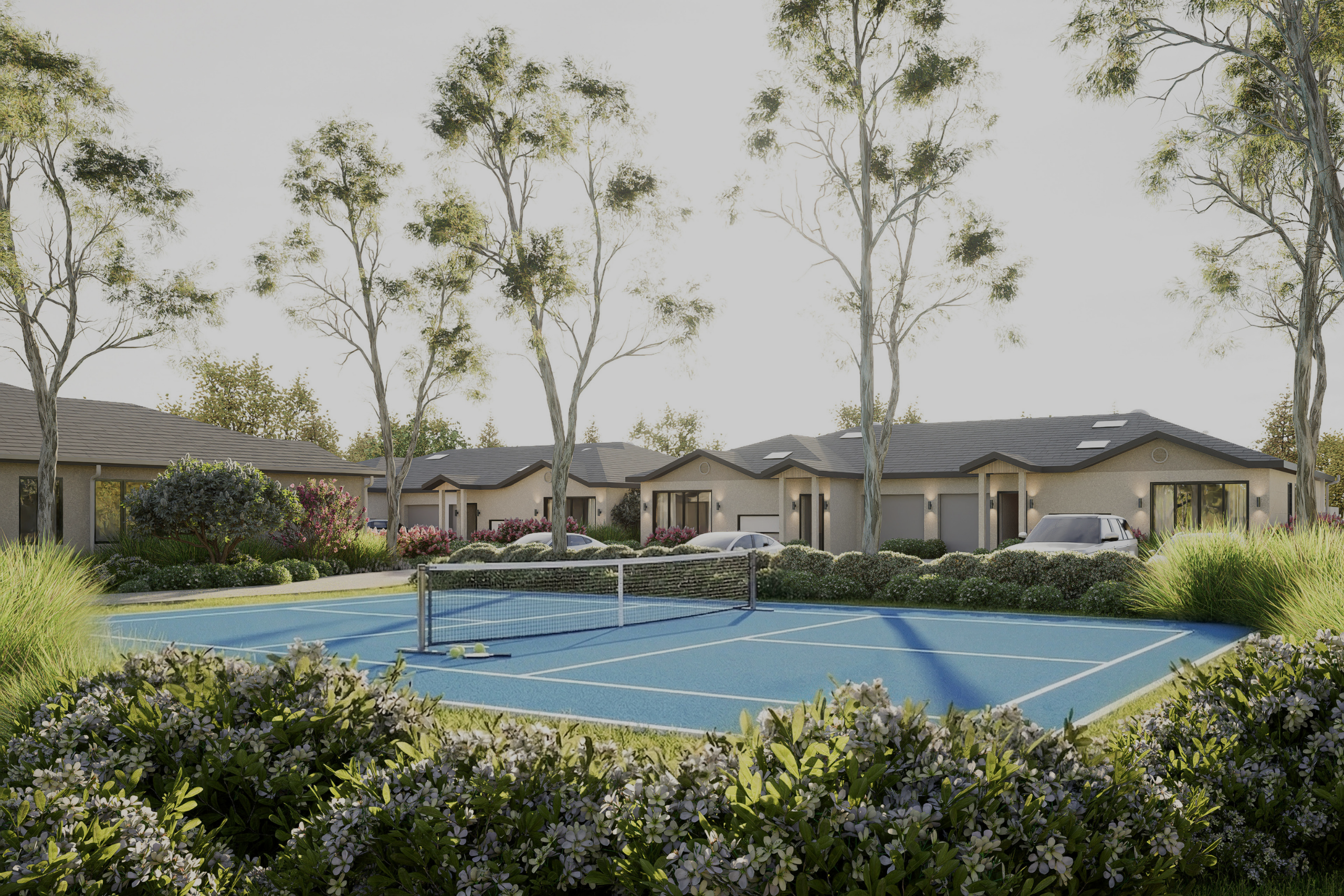 Resident and visitor touring a retirement village Sydney common area during a scheduled village visit